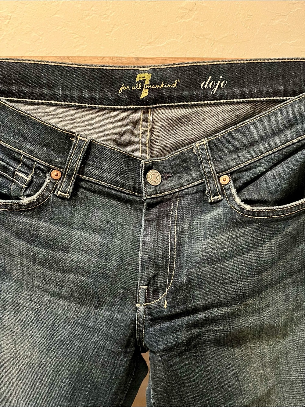 7 For All Mankind Dojo Trouser Dark Blue Bootcut Jeans - Picture 5 of 11